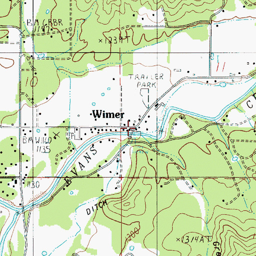 Topographic Map of Wimer, OR