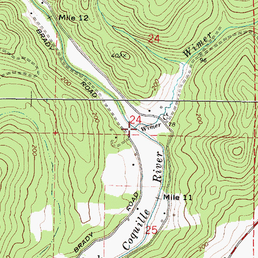 Topographic Map of Wimer Creek, OR