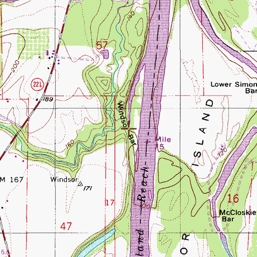 Topographic Map of Windsor Bar, OR