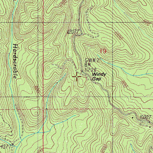 Topographic Map of Windy Gap, OR