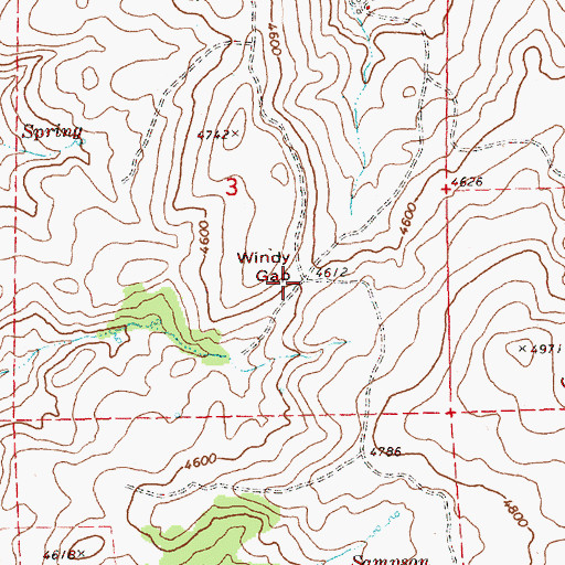 Topographic Map of Windy Gap, OR