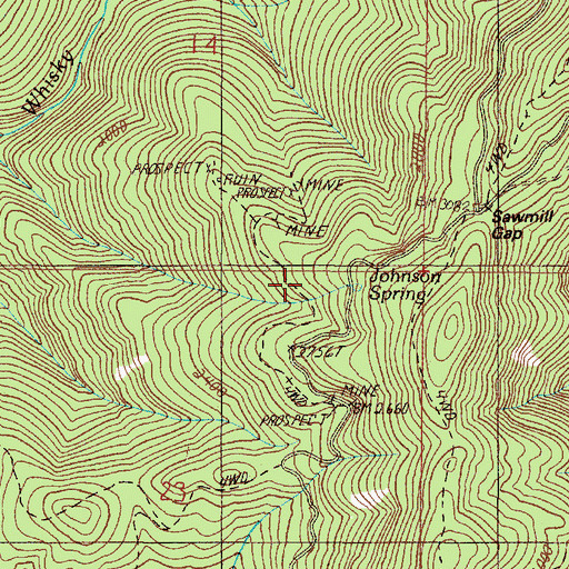 Topographic Map of Windy Gap Mine, OR
