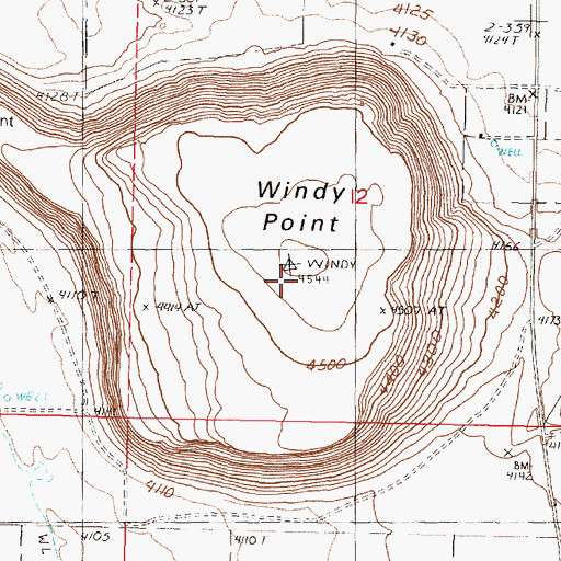 Topographic Map of Windy Point, OR