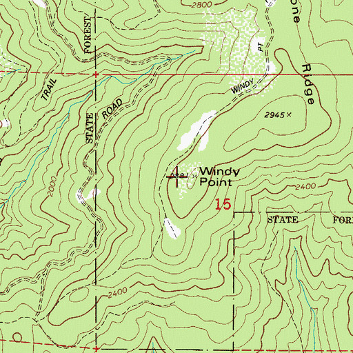 Topographic Map of Windy Point, OR