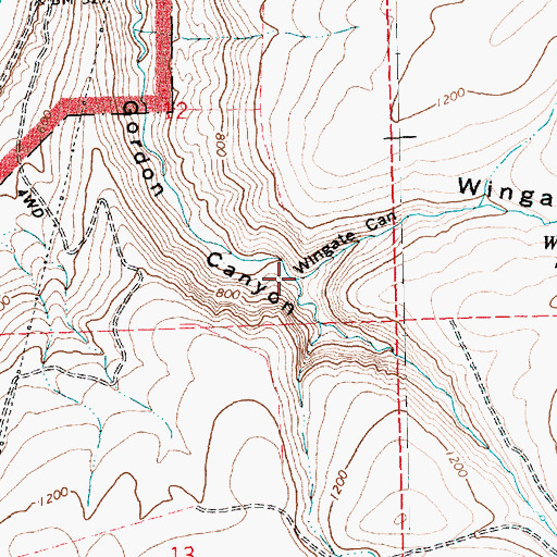 Topographic Map of Wingate Canyon, OR