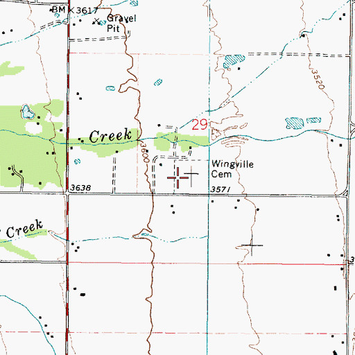 Topographic Map of Wingville Cemetery, OR