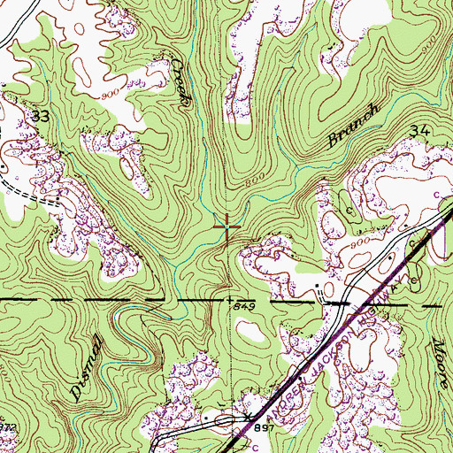 Topographic Map of Adams Creek, AL