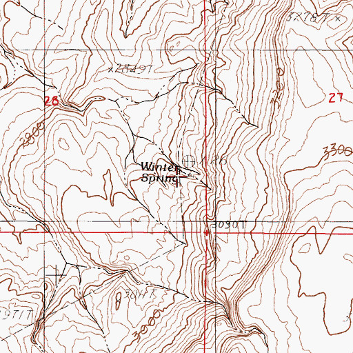 Topographic Map of Winter Spring, OR