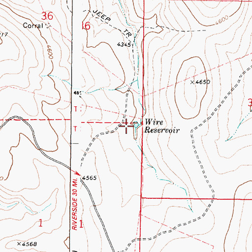 Topographic Map of Wire Reservoir, OR