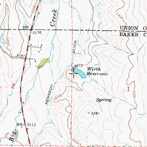Topographic Map of Wirth Reservoir, OR