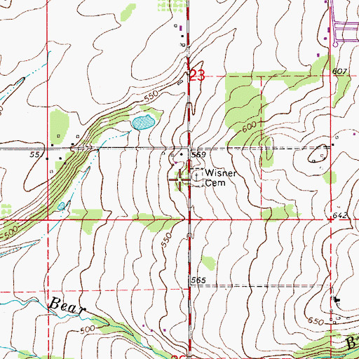 Topographic Map of Wisner Cemetery, OR