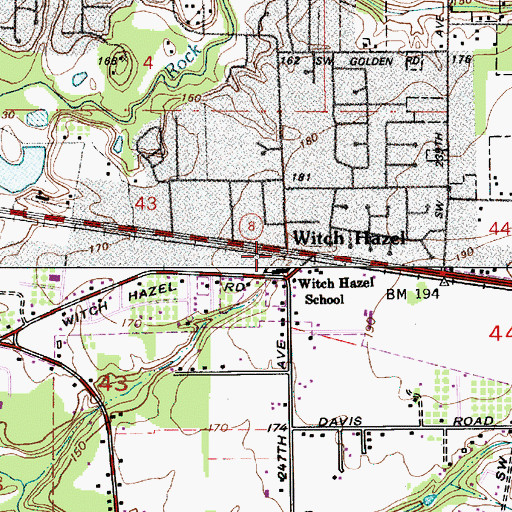 Topographic Map of Witch Hazel, OR