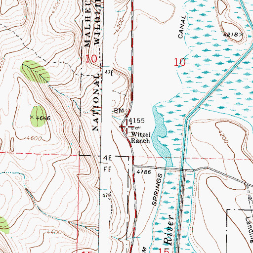 Topographic Map of Witzel Ranch, OR