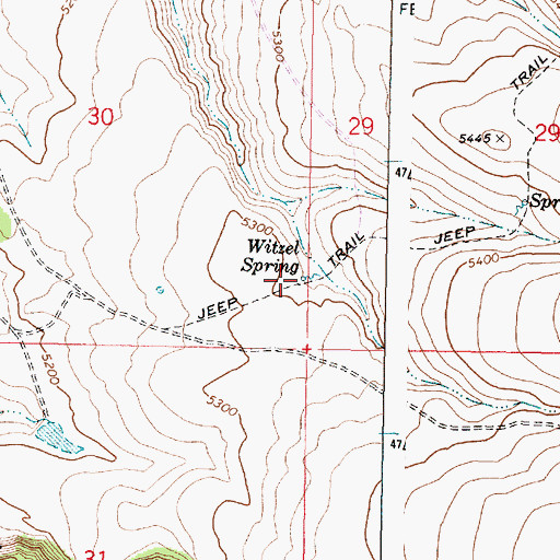 Topographic Map of Witzel Spring, OR