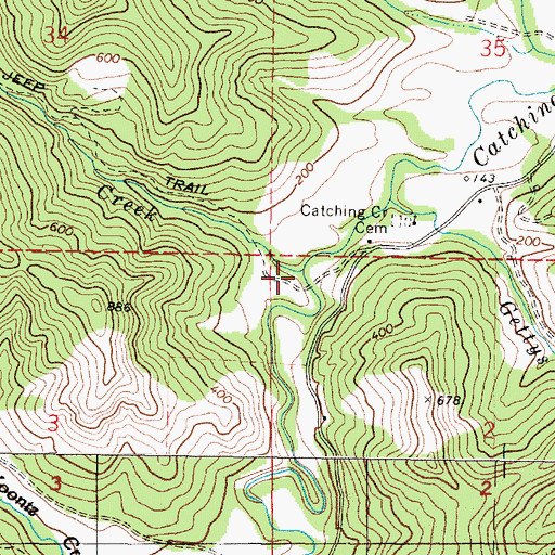 Topographic Map of Wolf Creek, OR
