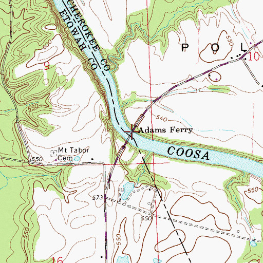 Topographic Map of Adams Ferry, AL