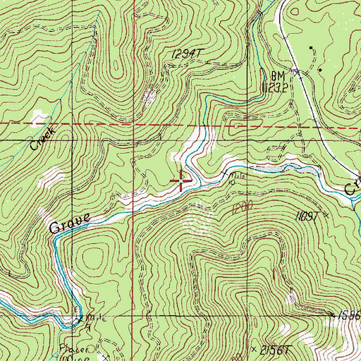 Topographic Map of Wolf Creek, OR