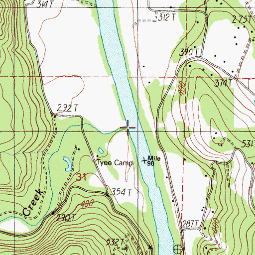 Topographic Map of Wolf Creek, OR