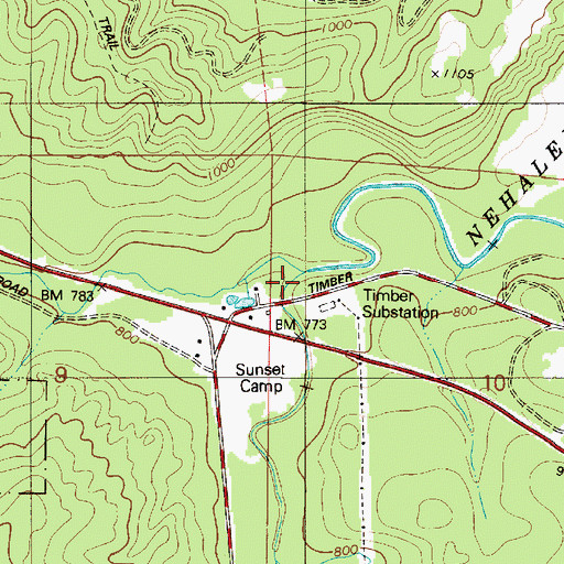 Topographic Map of Wolf Creek, OR