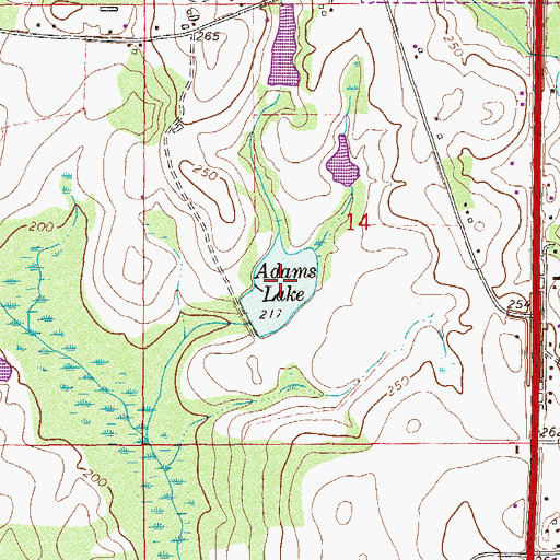 Topographic Map of Adams Lake, AL