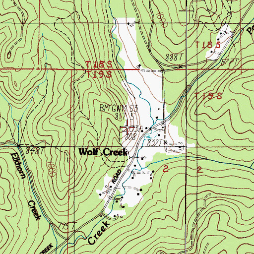 Topographic Map of Wolf Creek Store, OR