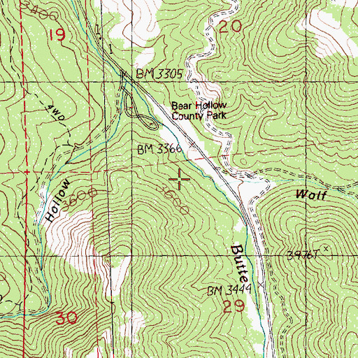 Topographic Map of Wolf Hollow, OR