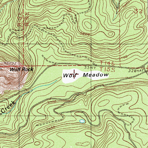Topographic Map of Wolf Meadow, OR