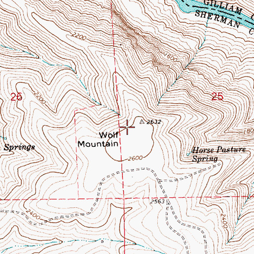 Topographic Map of Wolf Mountain, OR