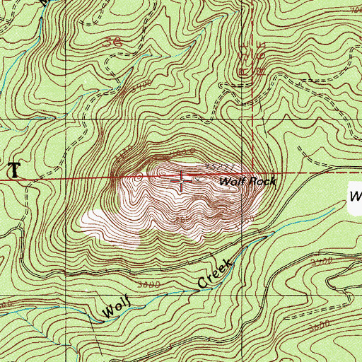 Topographic Map of Wolf Rock, OR