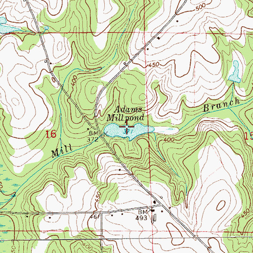Topographic Map of Adams Millpond, AL