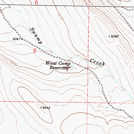 Topographic Map of Wood Camp Reservoir, OR