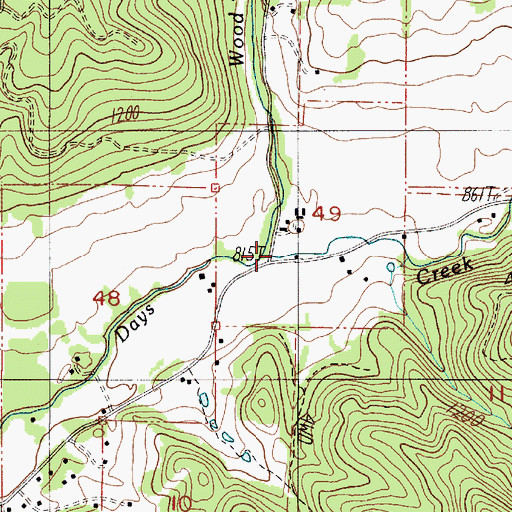 Topographic Map of Wood Creek, OR