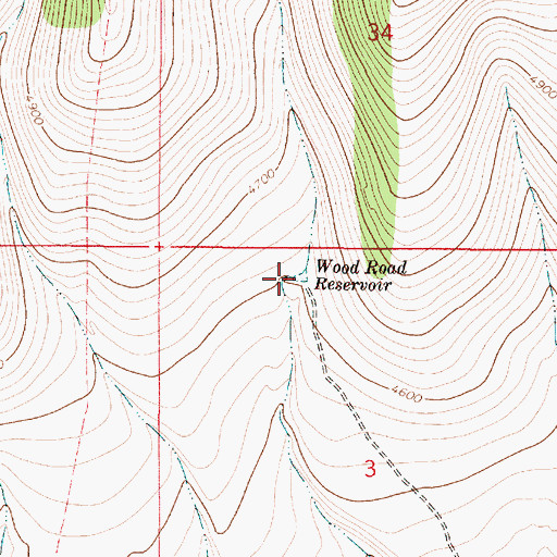 Topographic Map of Wood Road Reservoir, OR