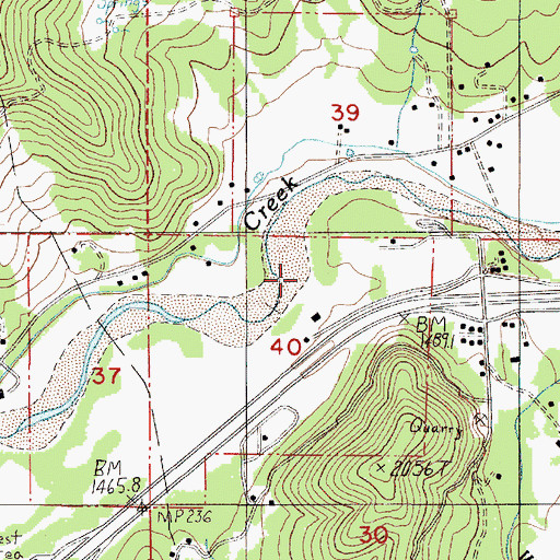 Topographic Map of Woodford Creek, OR