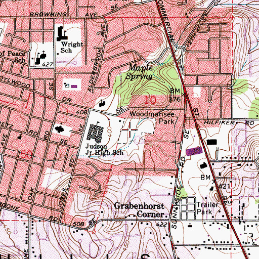 Topographic Map of Woodmansee City Park, OR