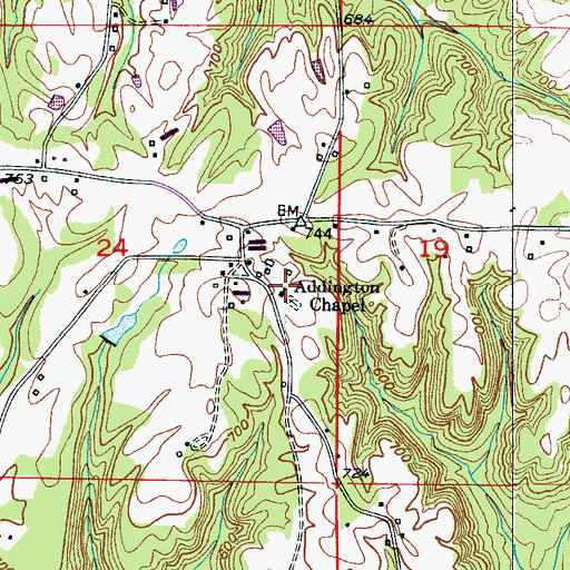 Topographic Map of Addington Chapel United Methodist Church, AL