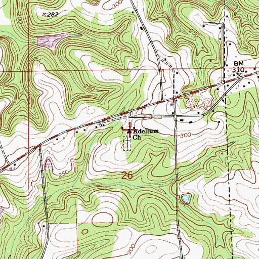 Topographic Map of Adellum Baptist Church, AL