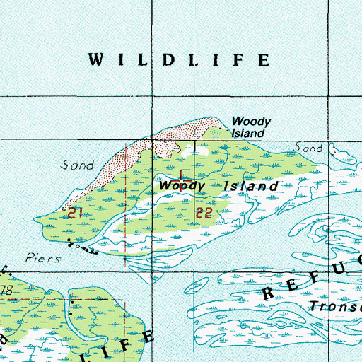 Topographic Map of Woody Island, OR
