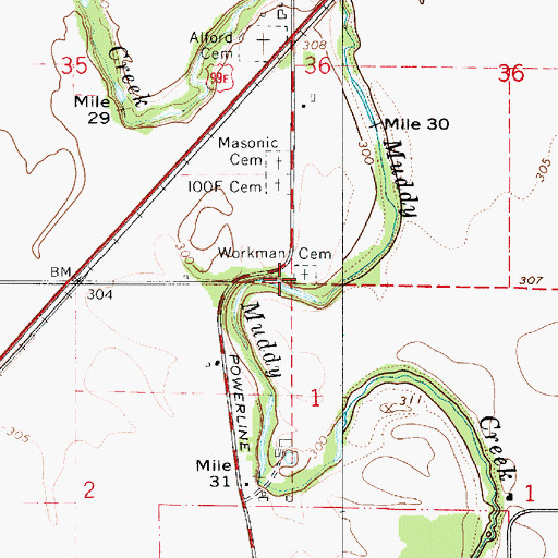 Topographic Map of Workman Cemetery, OR