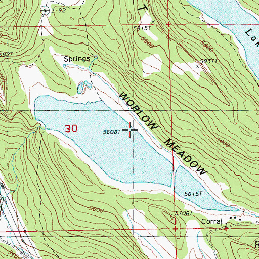 Topographic Map of Worlow Meadow, OR