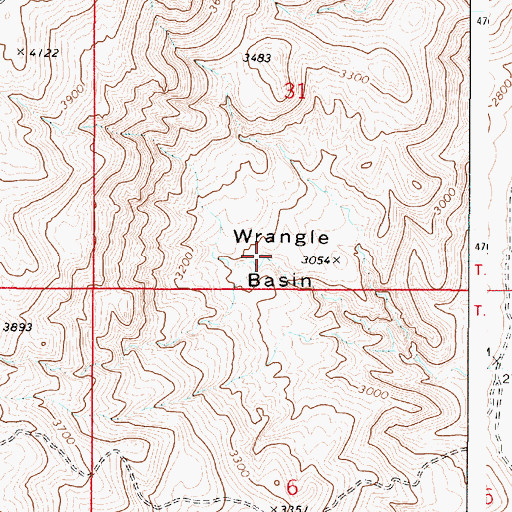 Topographic Map of Wrangle Basin, OR