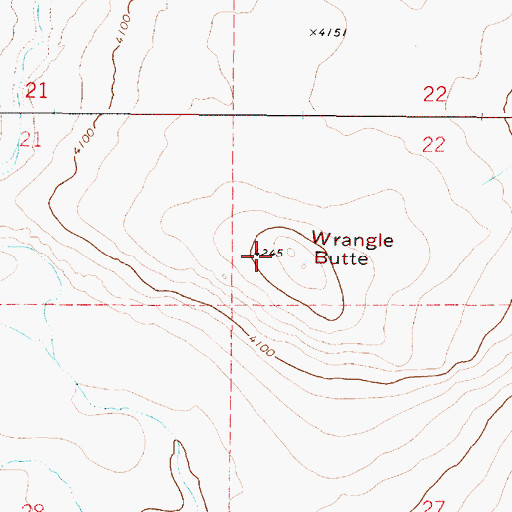 Topographic Map of Wrangle Butte, OR