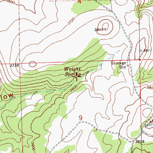 Topographic Map of Wright Spring, OR
