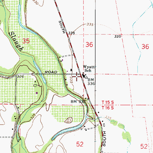 Topographic Map of Wyatt Elementary School (historical), OR