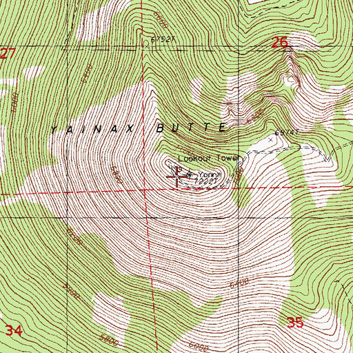 Topographic Map of Yainax Butte, OR