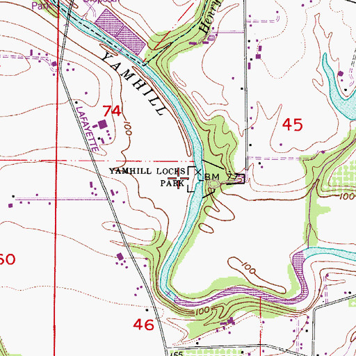 Topographic Map of Lafayette Locks County Park, OR