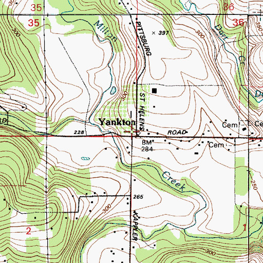 Topographic Map of Yankton, OR
