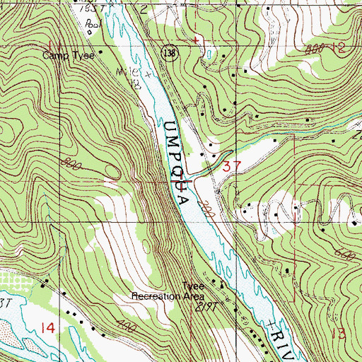 Topographic Map of Yellow Creek, OR