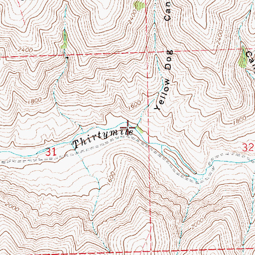 Topographic Map of Yellow Dog Canyon, OR