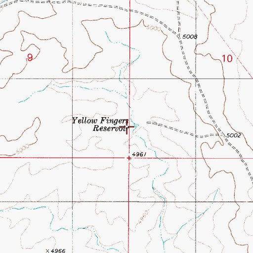 Topographic Map of Yellow Fingers Reservoir, OR